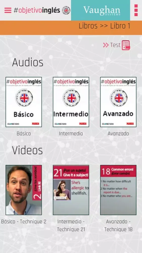 Capturas de tela do Objetivo Inglés