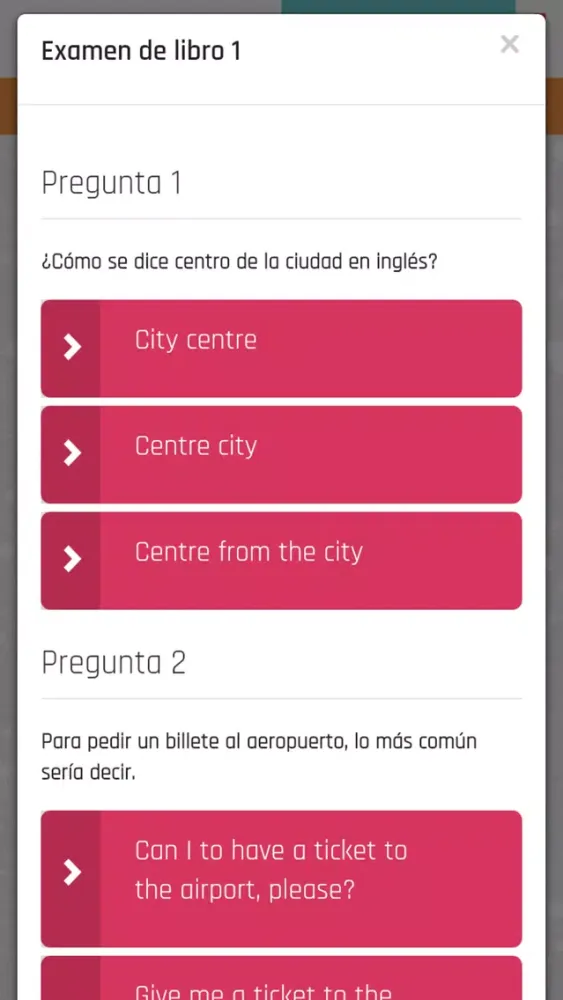 Capturas de tela do Objetivo Inglés