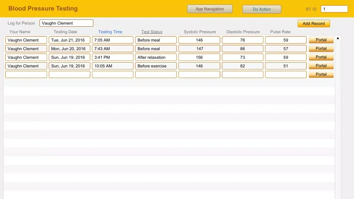 Tangkapan layar Blood Pressure Logbook