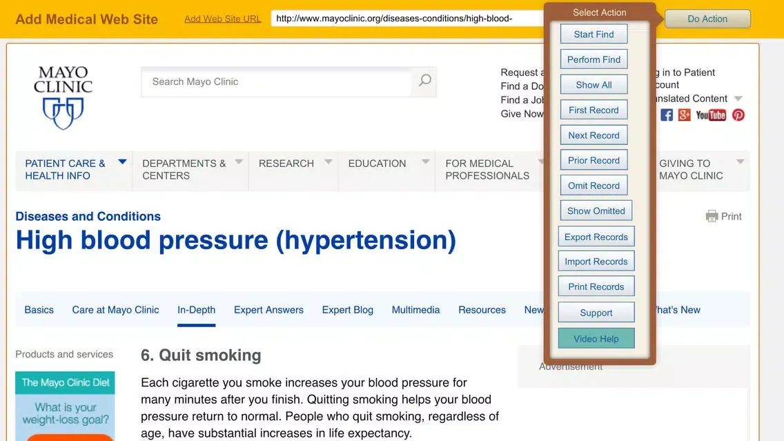 Tangkapan layar Blood Pressure Logbook