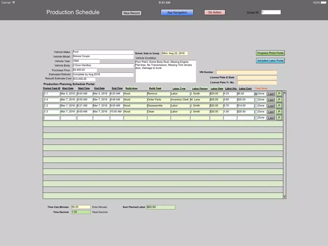 Car Restoration Manager Pro iPad 應用截圖