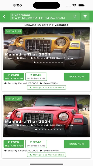 Captures d'écran de VCars - Self Drive Car Rentals