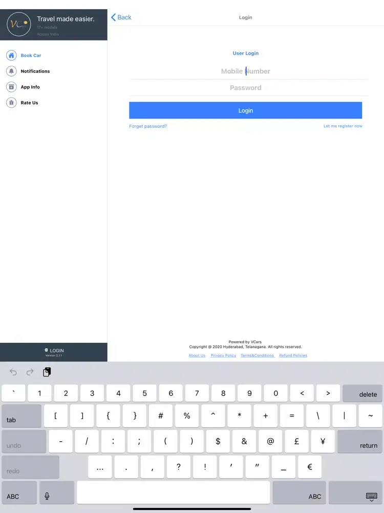 تصاویر VCars - self drive car rental iPad 
