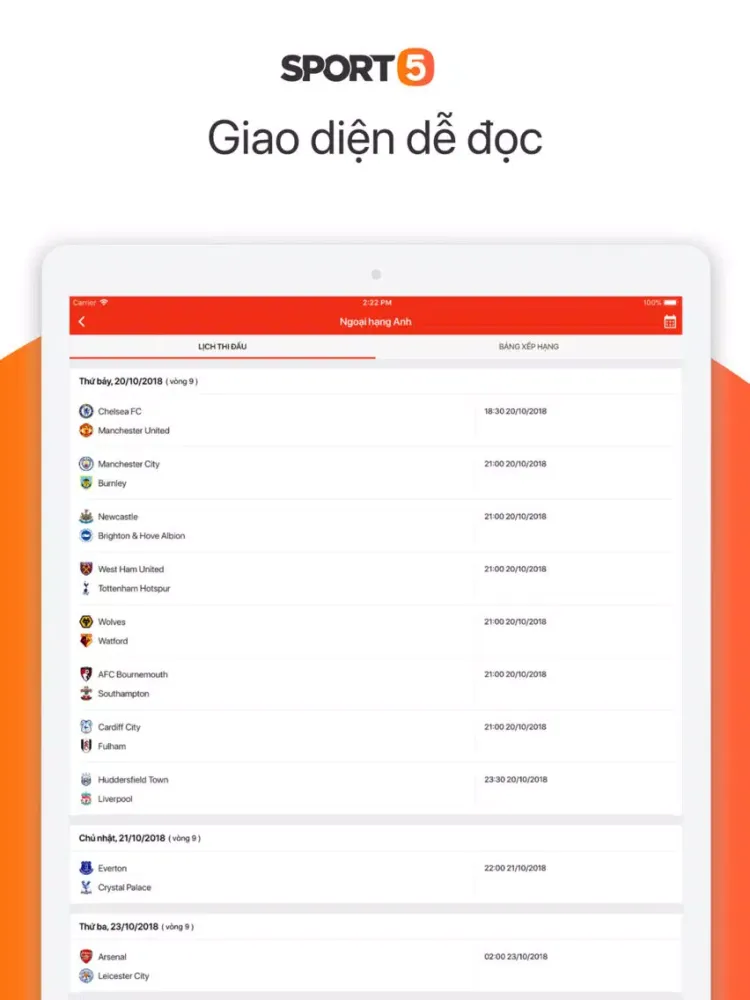 Zrzuty ekranu Sport5.vn iPad 