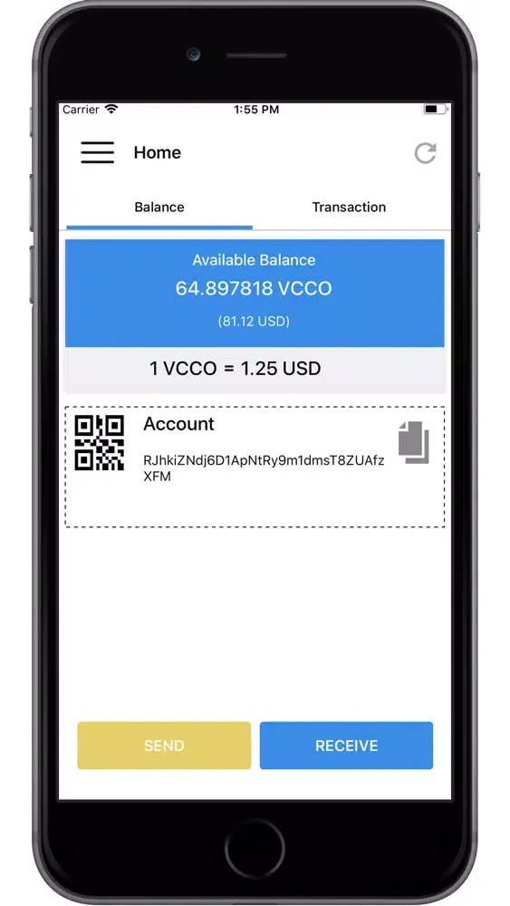 Tangkapan layar Vera Cruz Coin Wallet
