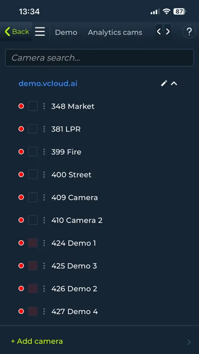 Tangkapan skrin vCloud.ai Pro Cluebase VMS