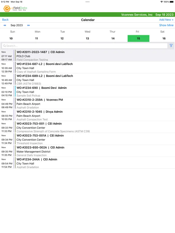 Tangkapan skrin eFieldDATA iPad 