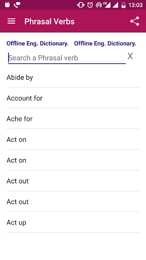 Phrasal Verbs Dictionary Screenshots