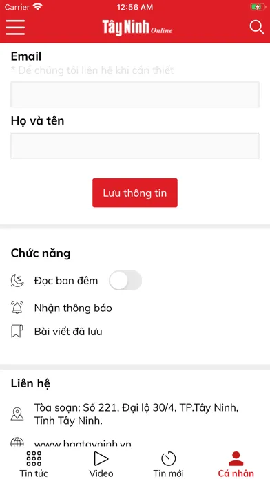 Capturas de tela do Bao Tay Ninh