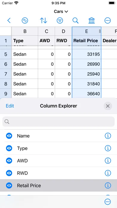Tangkapan skrin Easy CSV Editor Mobile