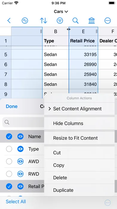 Tangkapan skrin Easy CSV Editor Mobile
