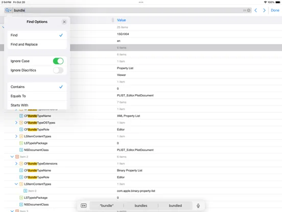 ภาพหน้าจอของ PLIST Editor Mobile iPad 