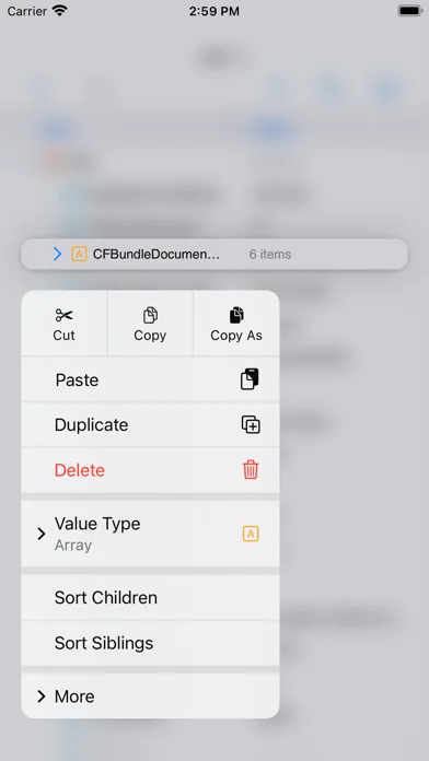 ภาพหน้าจอของ PLIST Editor Mobile