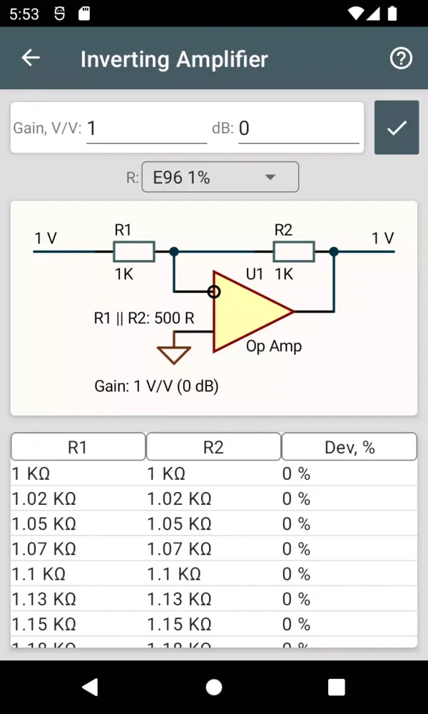 Capturas de tela do Resistors