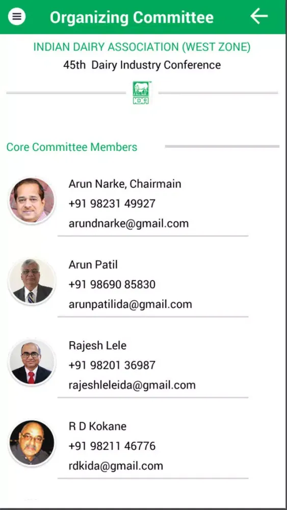 Zrzuty ekranu IDA (Indian Dairy Association)
