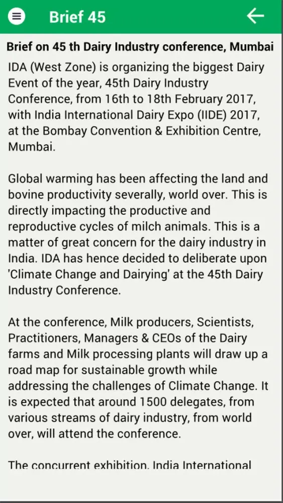 Zrzuty ekranu IDA (Indian Dairy Association)