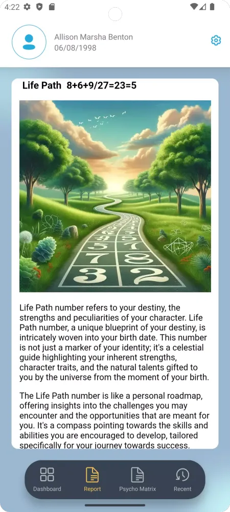 ภาพหน้าจอของ Numerology RadiantGuide