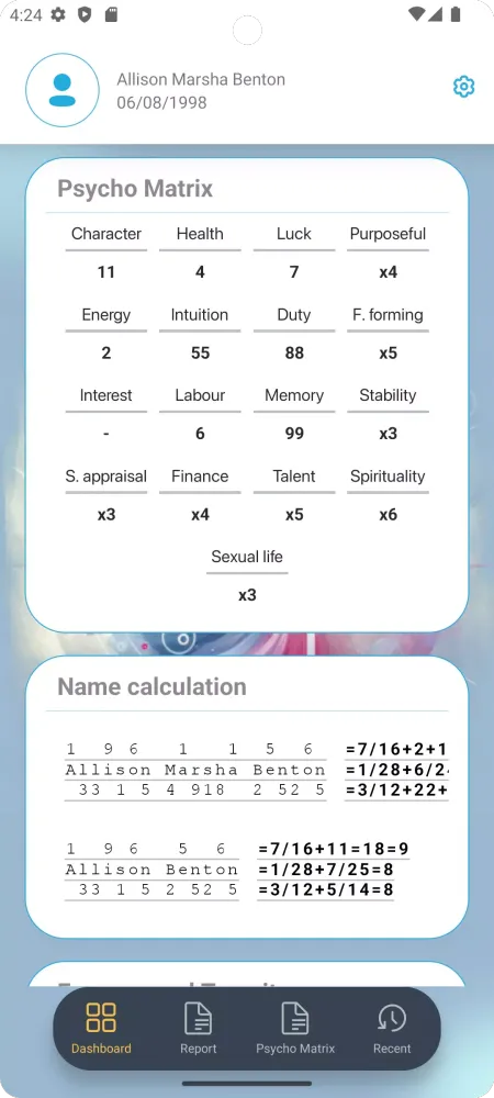 ภาพหน้าจอของ Numerology RadiantGuide
