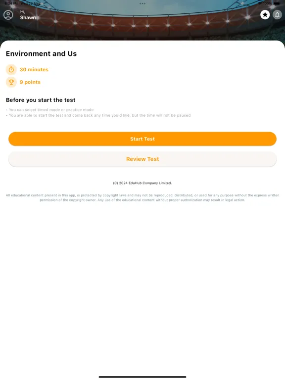 Ảnh chụp màn hình của EduHub studySmart iPad 