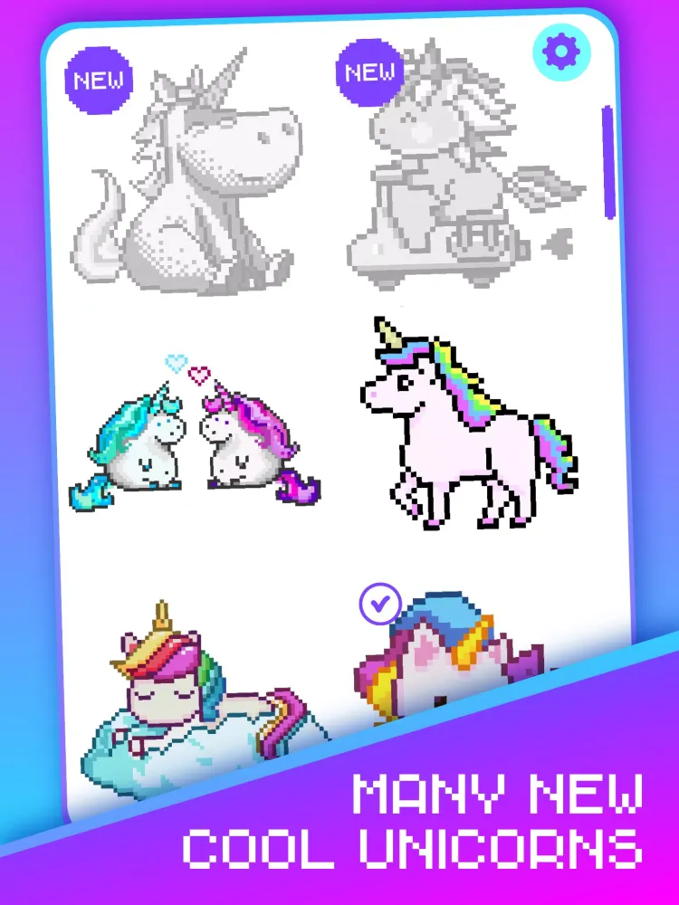 تصاویر Pixel Unicorns Coloring Book