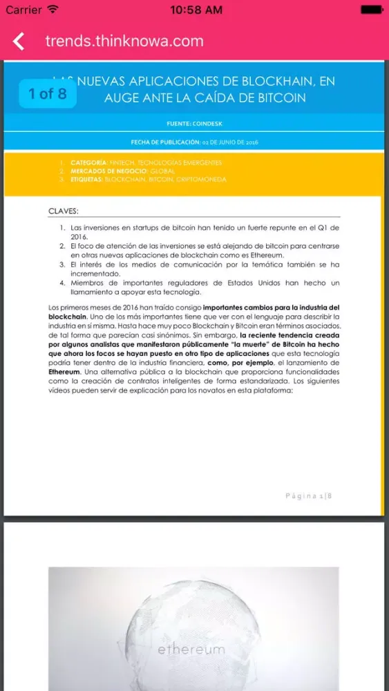 Capturas de tela do Radar tecnológico