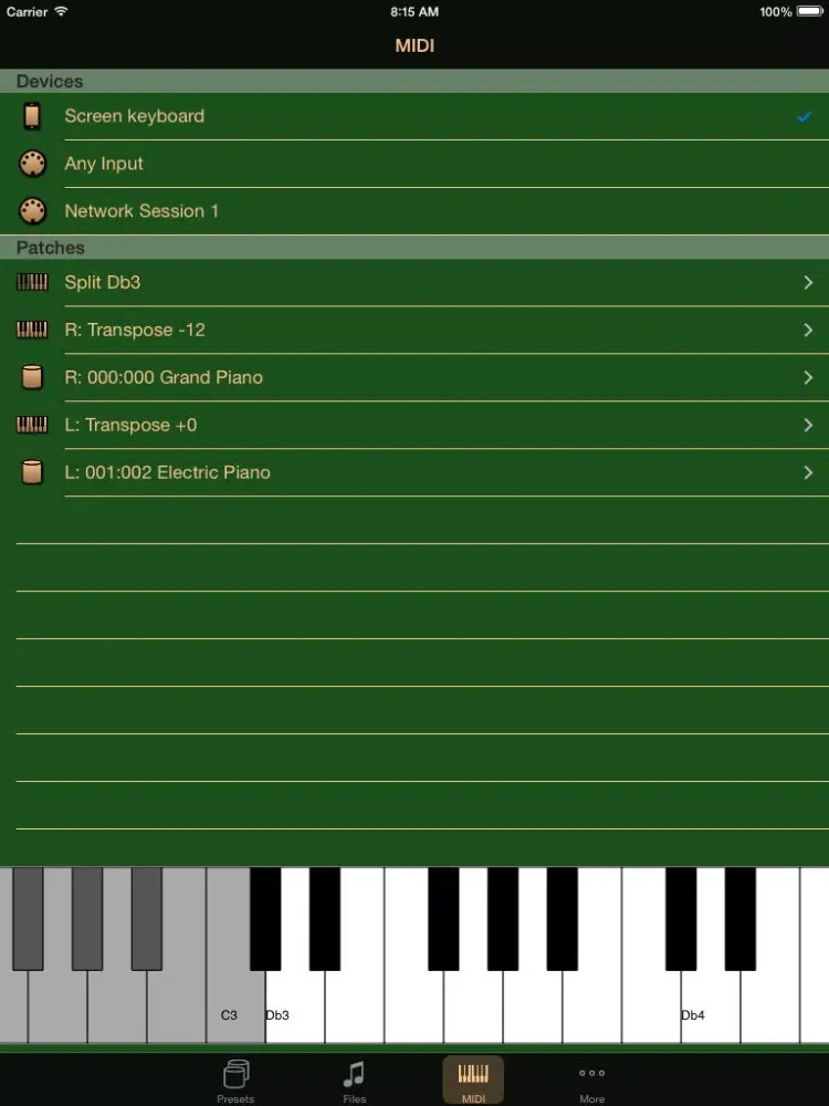 Zrzuty ekranu IPlayMIDI iPad 