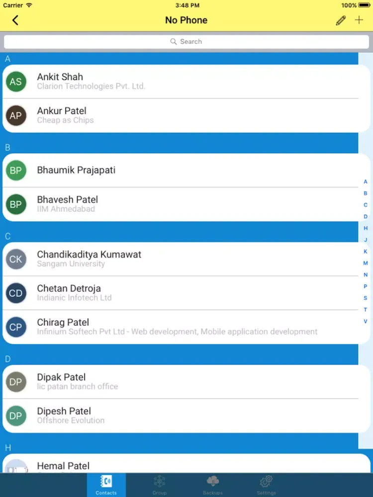 Contacts Backup-delete & merge duplicate contacts iPad  スクリーンショット