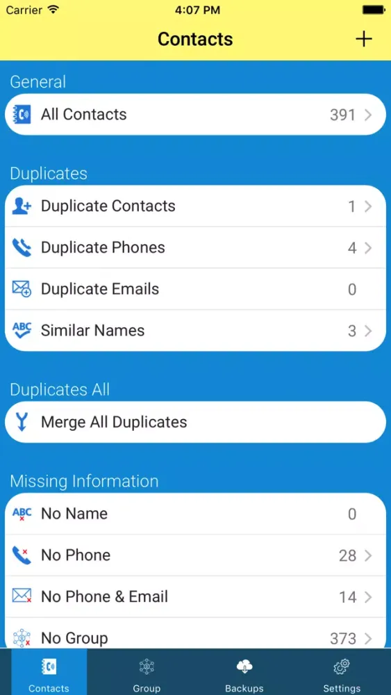 Contacts Backup-delete & merge duplicate contacts スクリーンショット