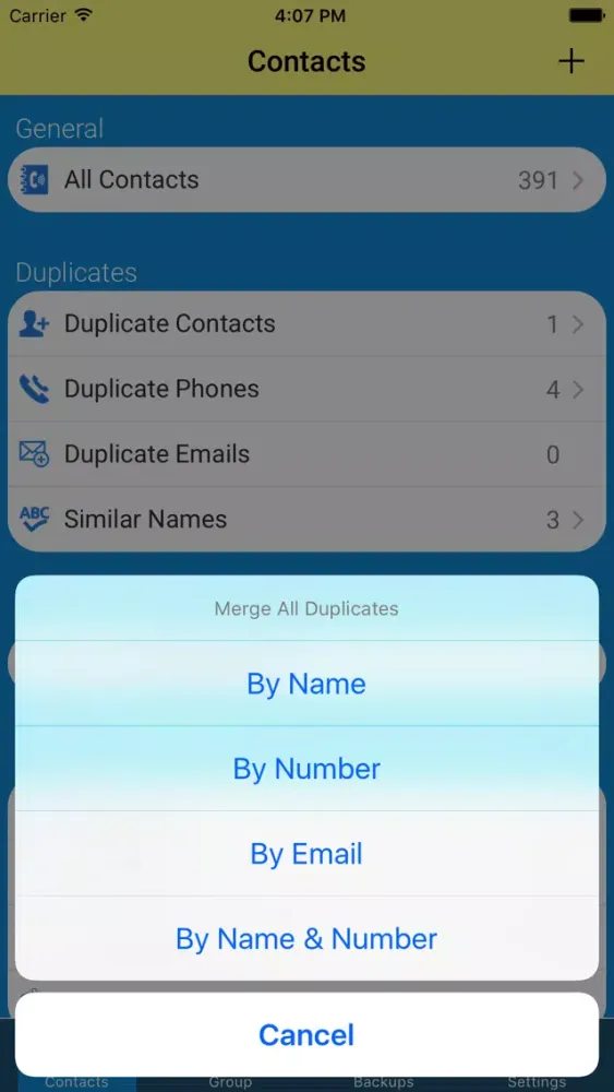Contacts Backup-delete & merge duplicate contacts スクリーンショット
