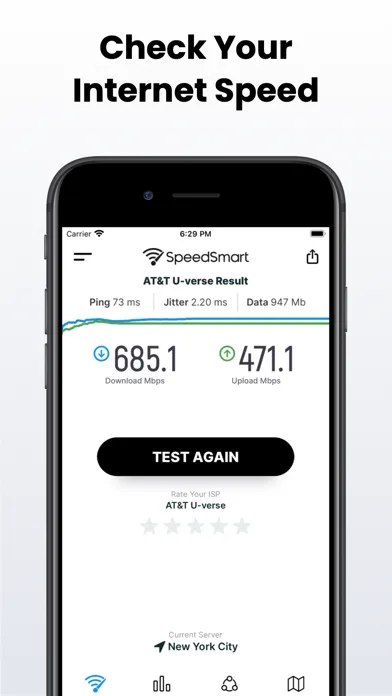 Tangkapan layar Speed Test SpeedSmart Internet