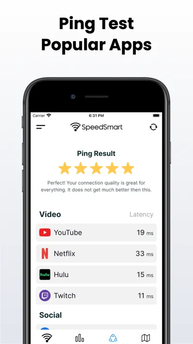 Tangkapan layar Speed Test SpeedSmart Internet