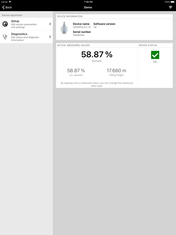 Capturas de tela do Wireless Device Configurator iPad 