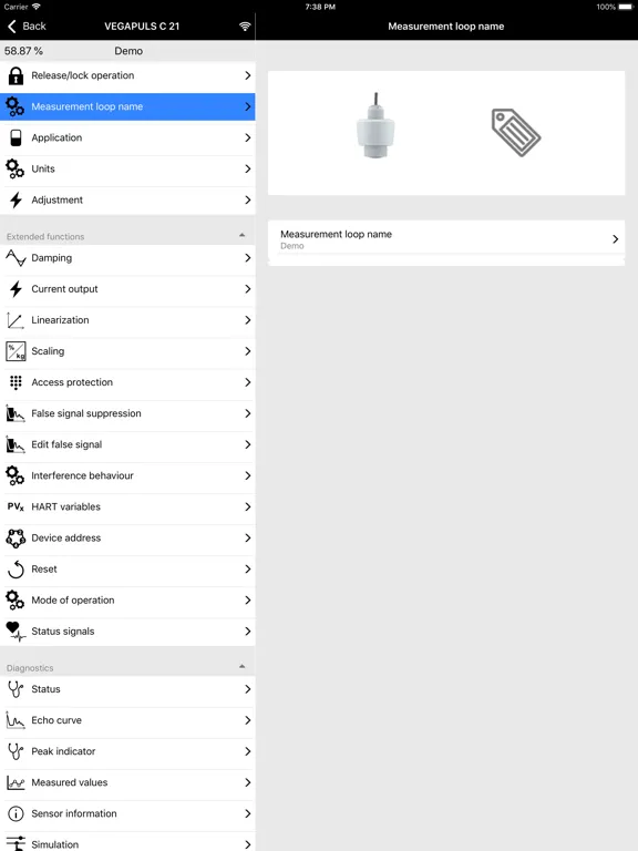 Capturas de tela do Wireless Device Configurator iPad 