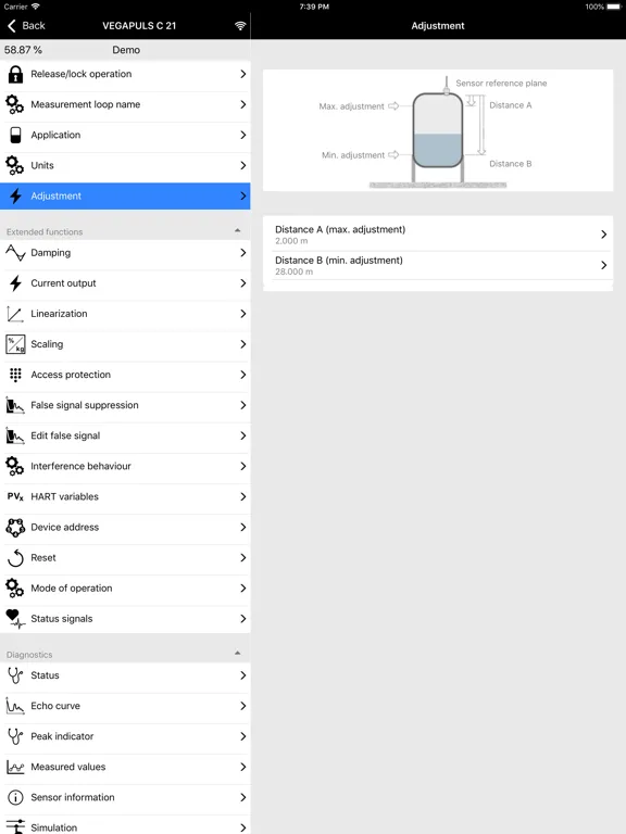 Capturas de tela do Wireless Device Configurator iPad 