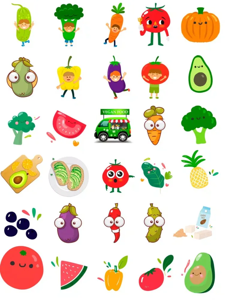 Vegan Food Stickers and Vegetarian iPad  سکرین شاٹس