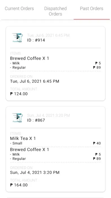 Capturas de tela do FoodTapp PH Partner App