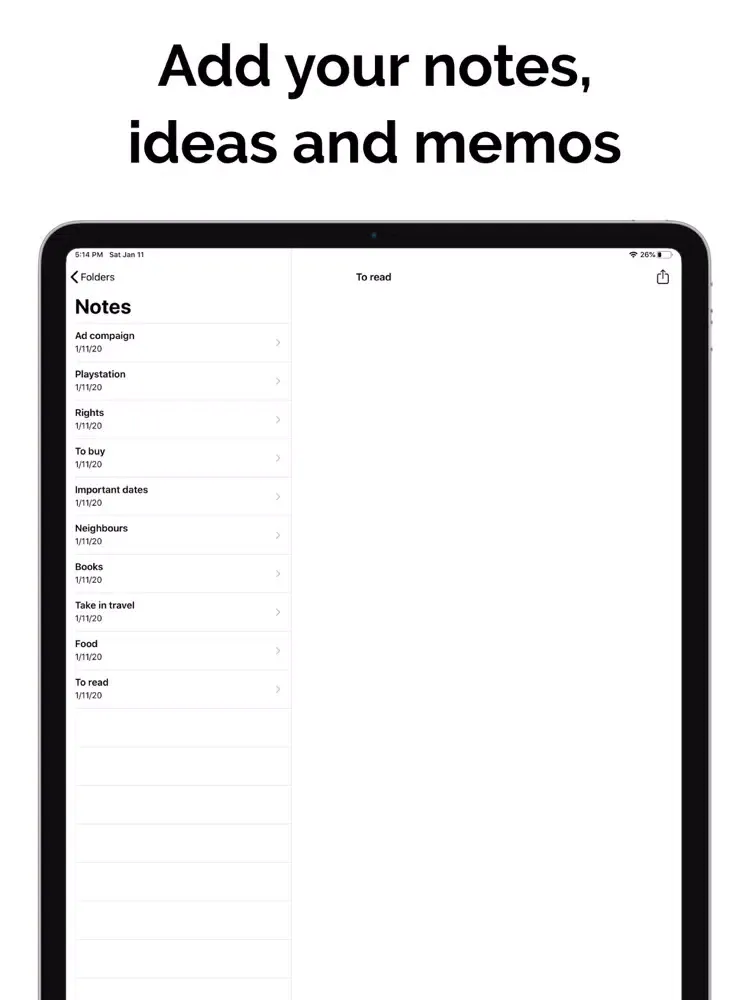 Minimal Notes iPad  سکرین شاٹس