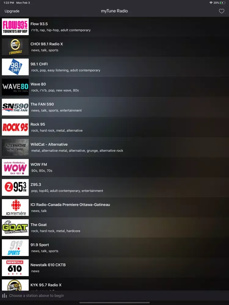 Captures d'écran de myTune Radio Canada FM, AM iPad 