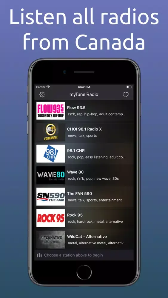 Captures d'écran de myTune Radio Canada FM, AM