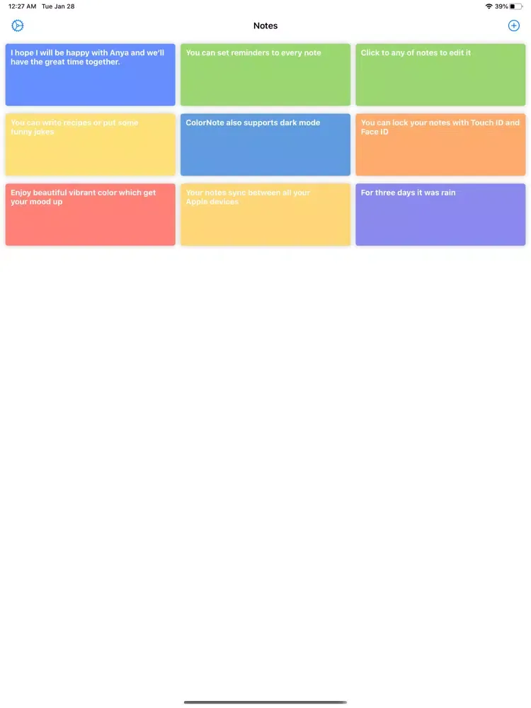 Color Note Sticky iPad  Screenshots