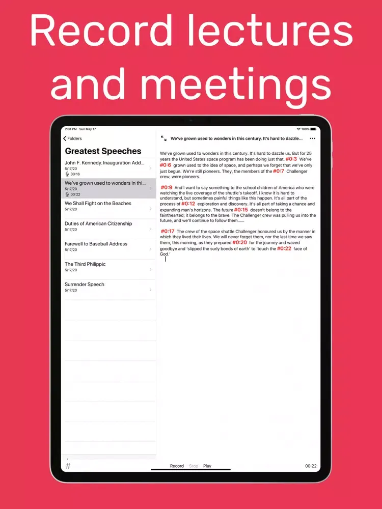 Audio Notes: Voice Recorder iPad 應用截圖