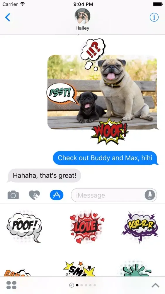 Скриншоты Comic Text Stickers for iMessage