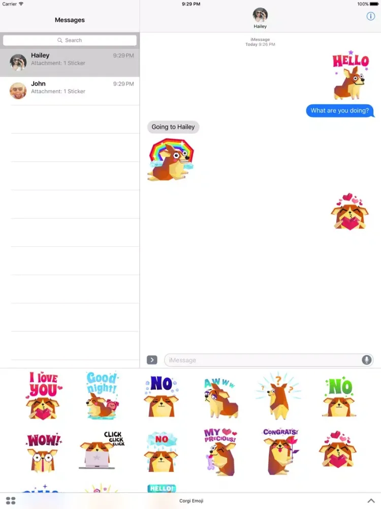 Capturas de tela do Corgi Emoji Stickers iPad 