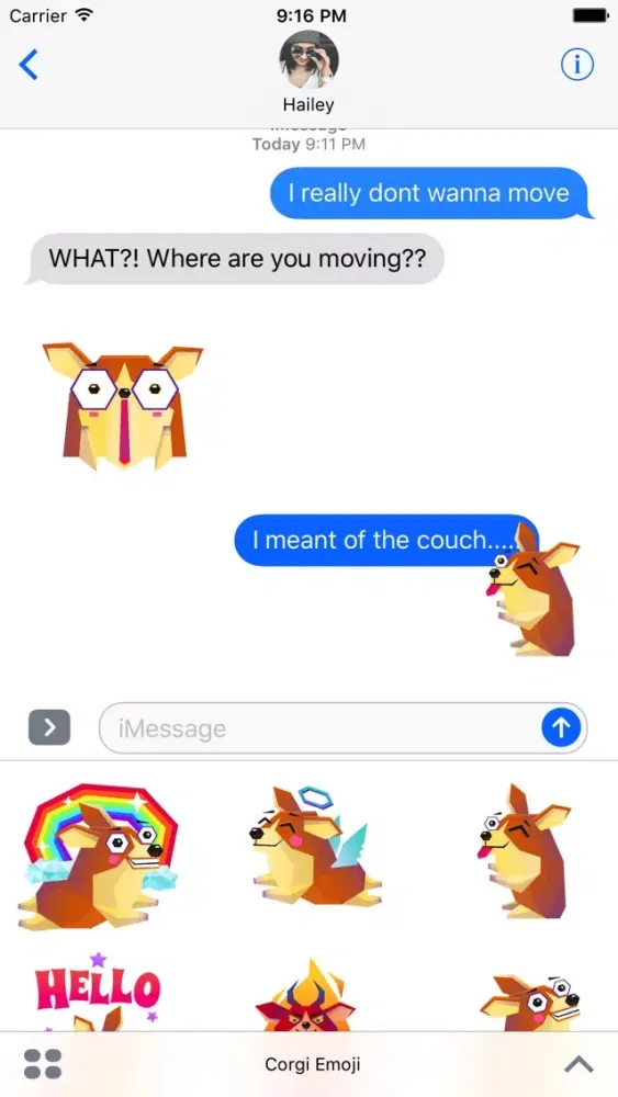 Capturas de tela do Corgi Emoji Stickers