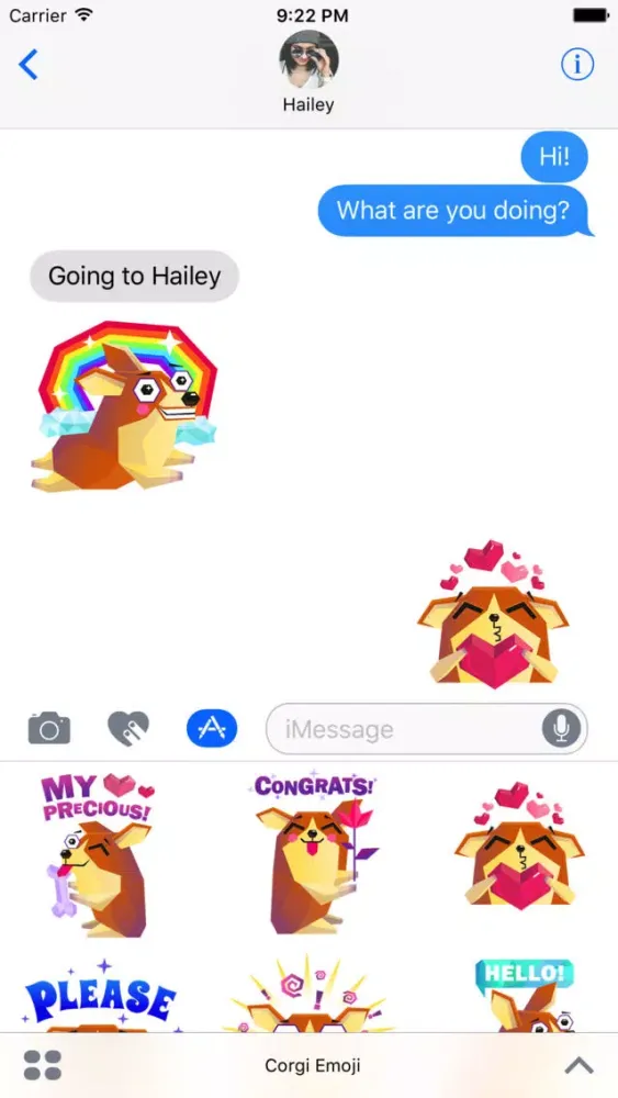 Capturas de tela do Corgi Emoji Stickers