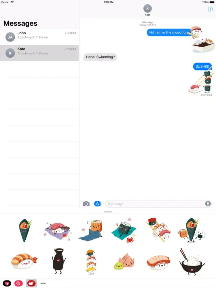 Funny Sushi Stickers iPad 应用截图