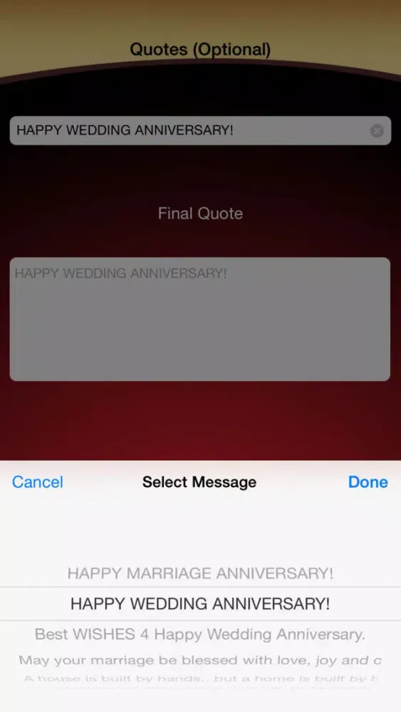 ภาพหน้าจอของ Wedding Anniversary Greetings Maker