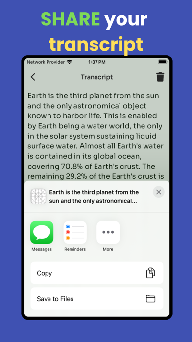 Captures d'écran de Voice to text : Transcribe