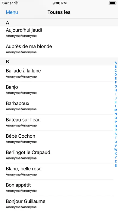 Ảnh chụp màn hình của Chants et Chansons