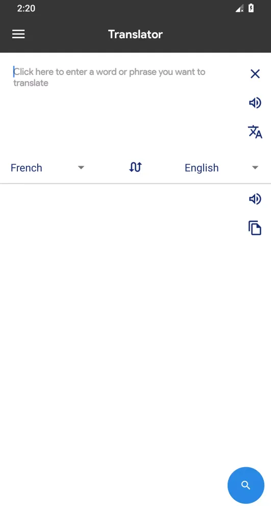 Tangkapan skrin Dictionnaire Français Français